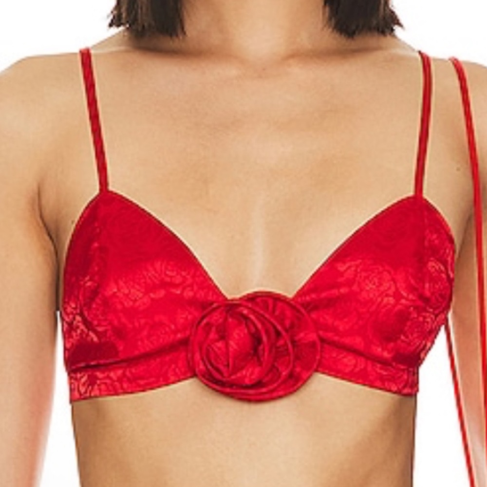 Adorable For Love and Lemons Red Flower Satin Bralette🌹